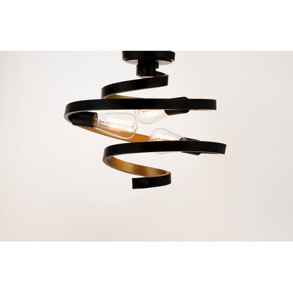Maxim Lighting Twister 3-Light Semi-Flush Mount, Black/Gold