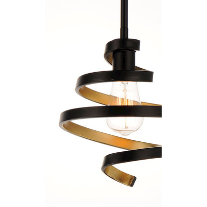 1 Light Mini Pendant, Black/Gold