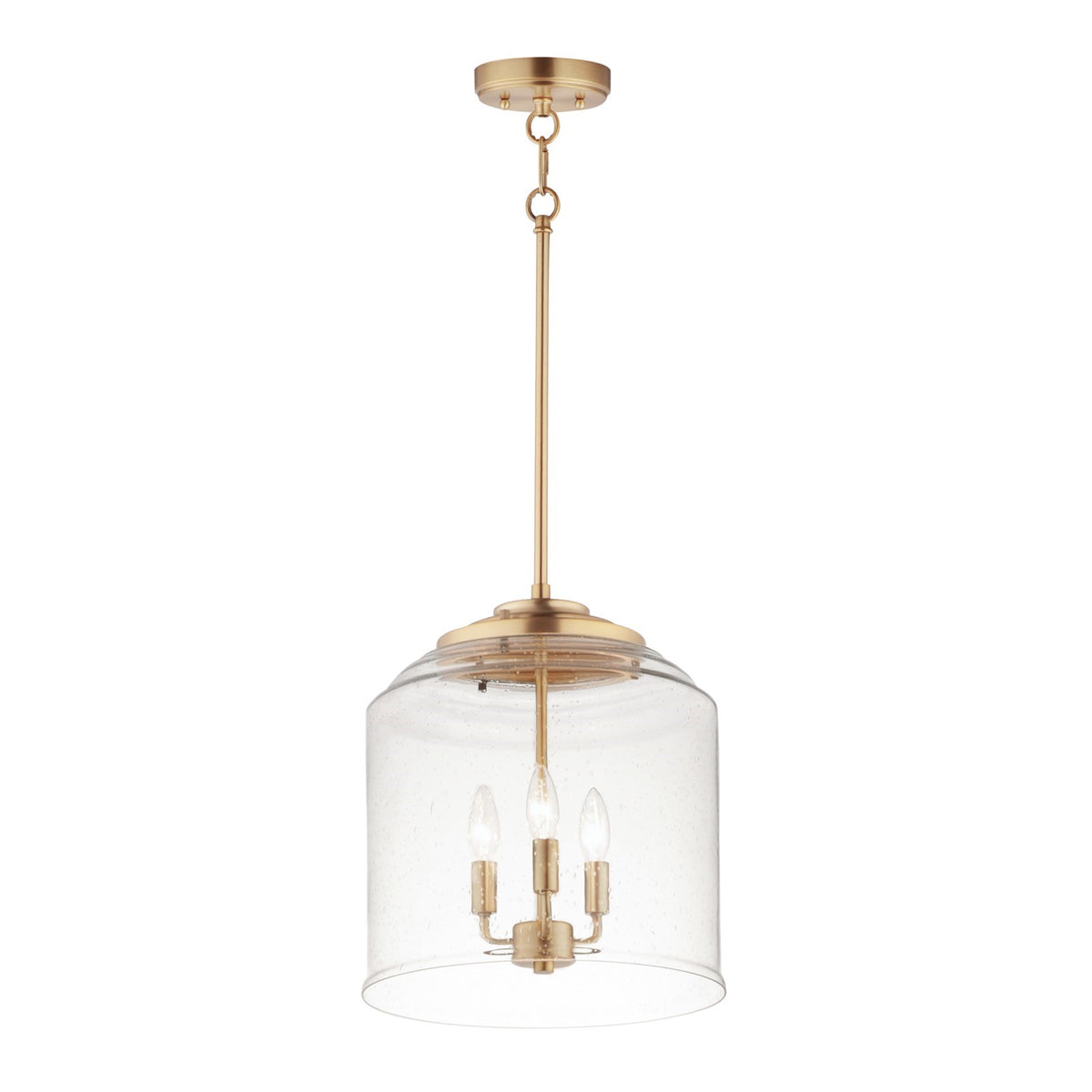 Maxim Acadia 14in 3-Light Multi-Light Pendant | Transitional Heritage Brass and Clear Seedy Glass | Kitchen Island | Model 12273CDHR