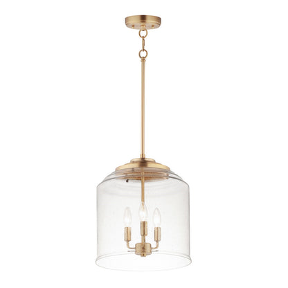 Maxim Acadia 14in 3-Light Multi-Light Pendant | Transitional Heritage Brass and Clear Seedy Glass | Kitchen Island | Model 12273CDHR