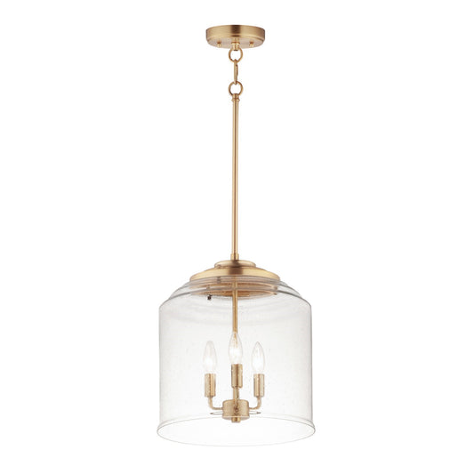 Maxim Acadia 14in 3-Light Multi-Light Pendant | Transitional Heritage Brass and Clear Seedy Glass | Kitchen Island | Model 12273CDHR