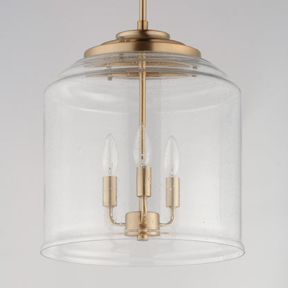 Maxim Acadia 14in 3-Light Multi-Light Pendant | Transitional Heritage Brass and Clear Seedy Glass | Kitchen Island | Model 12273CDHR