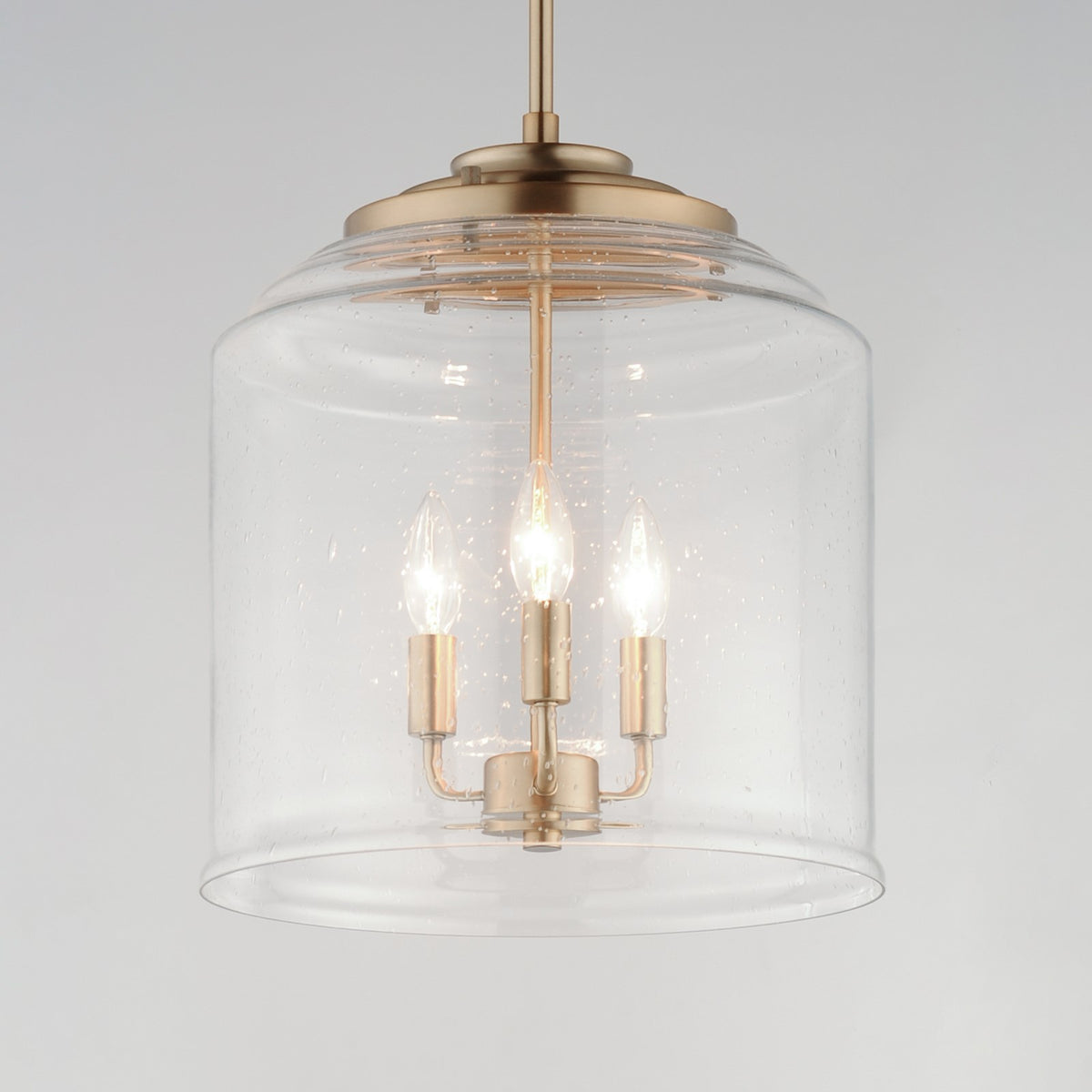 Maxim Acadia 14in 3-Light Multi-Light Pendant | Transitional Heritage Brass and Clear Seedy Glass | Kitchen Island | Model 12273CDHR