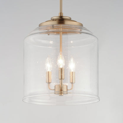 Maxim Acadia 14in 3-Light Multi-Light Pendant | Transitional Heritage Brass and Clear Seedy Glass | Kitchen Island | Model 12273CDHR