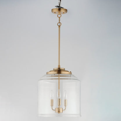 Maxim Acadia 14in 3-Light Multi-Light Pendant | Transitional Heritage Brass and Clear Seedy Glass | Kitchen Island | Model 12273CDHR