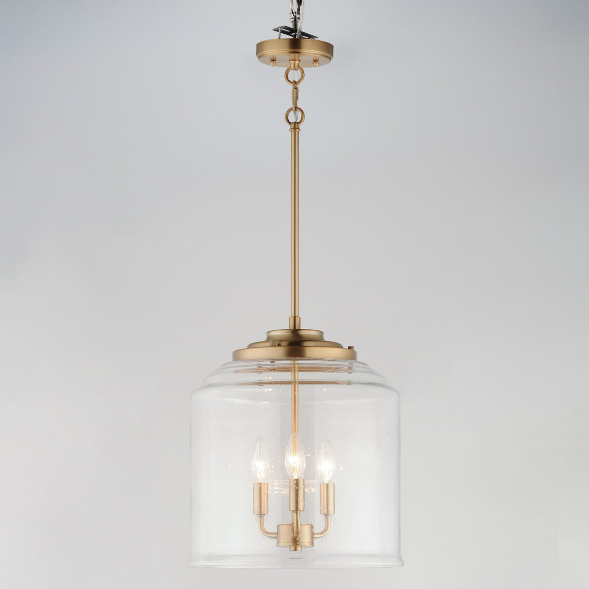 Maxim Acadia 14in 3-Light Multi-Light Pendant | Transitional Heritage Brass and Clear Seedy Glass | Kitchen Island | Model 12273CDHR
