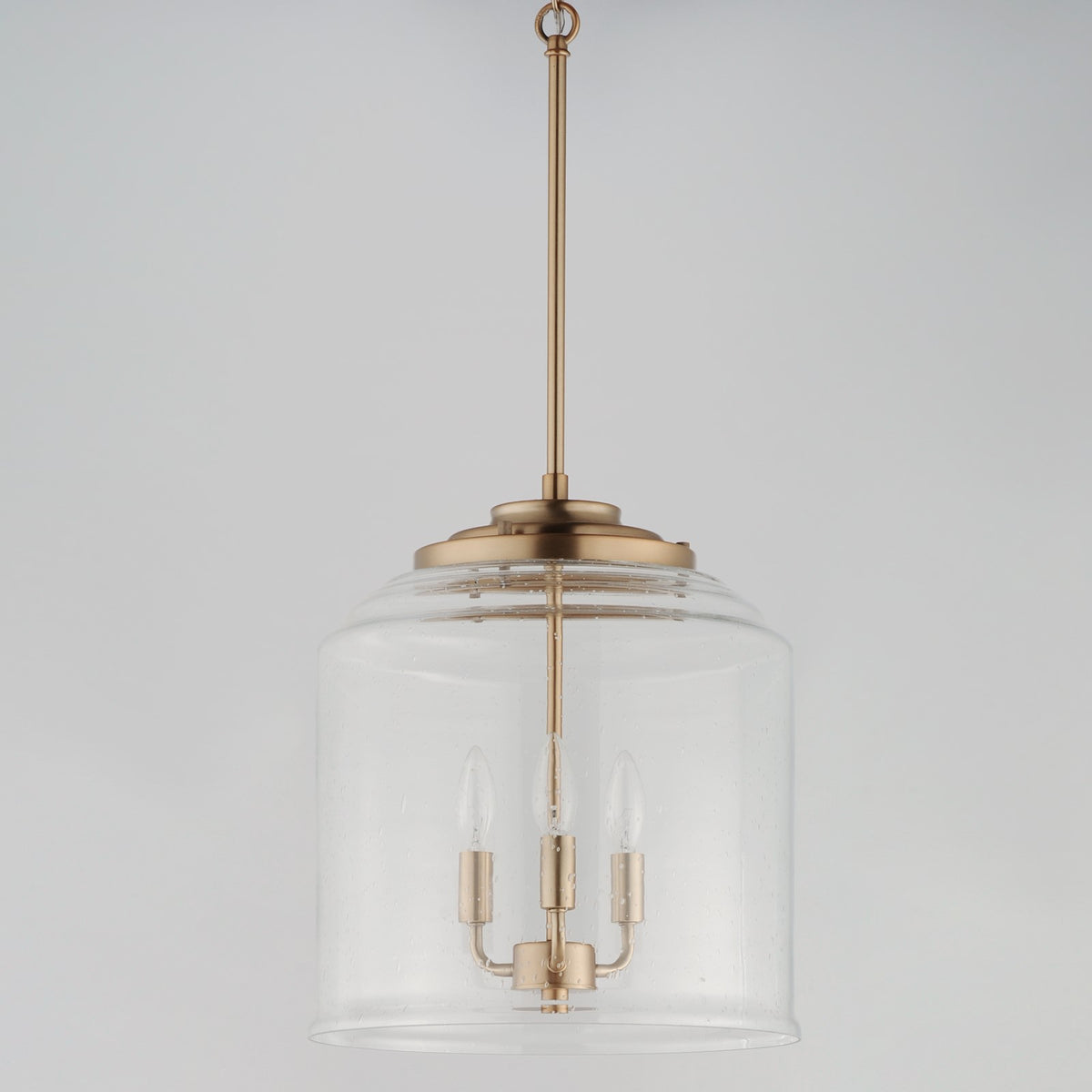 Maxim Acadia 14in 3-Light Multi-Light Pendant | Transitional Heritage Brass and Clear Seedy Glass | Kitchen Island | Model 12273CDHR