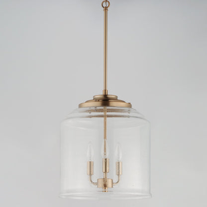 Maxim Acadia 14in 3-Light Multi-Light Pendant | Transitional Heritage Brass and Clear Seedy Glass | Kitchen Island | Model 12273CDHR
