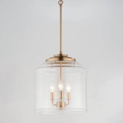 Maxim Acadia 14in 3-Light Multi-Light Pendant | Transitional Heritage Brass and Clear Seedy Glass | Kitchen Island | Model 12273CDHR