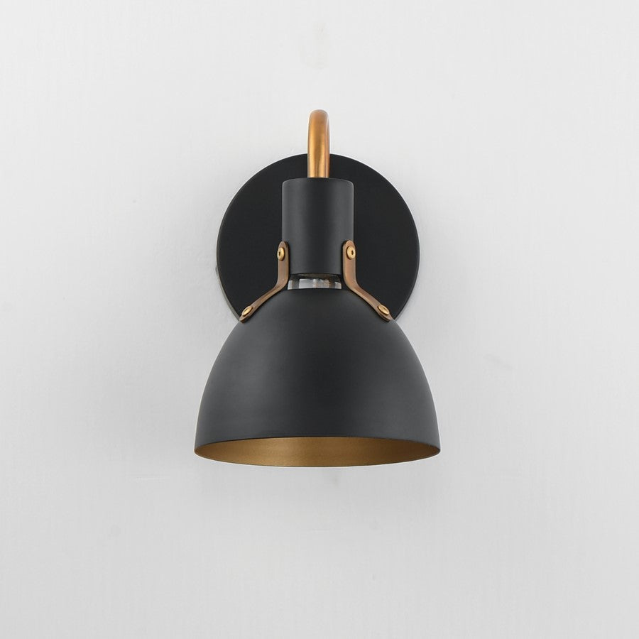 Maxim Lighting Dusk 1 Light 8.75" Bath Vanity, Black/Antique Brass