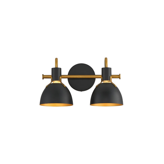 Maxim Lighting Dusk 2 Light 8.75" Bath Vanity, Black/Antique Brass