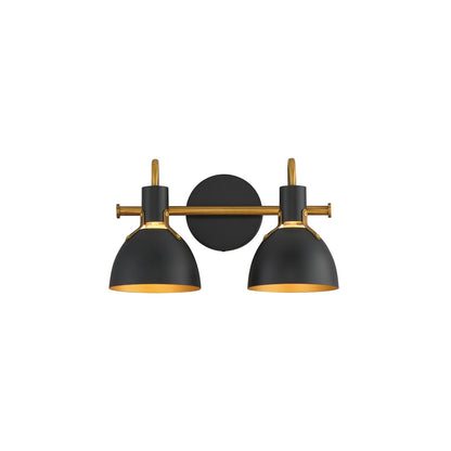 Maxim Lighting Dusk 2 Light 8.75" Bath Vanity, Black/Antique Brass