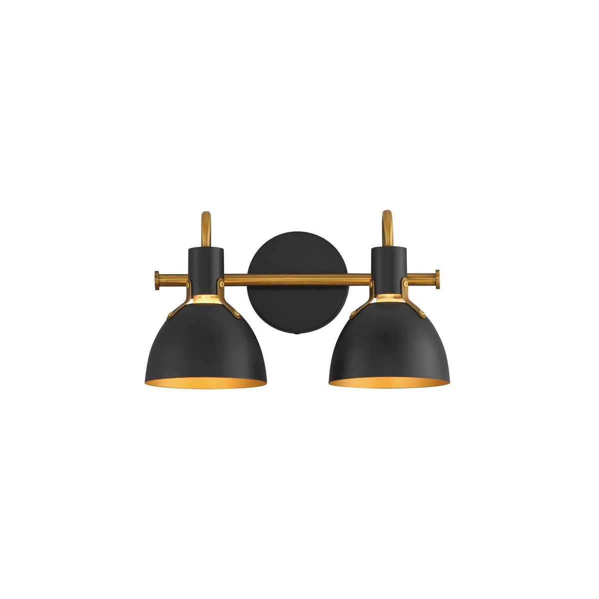 Maxim Lighting Dusk 2 Light 8.75" Bath Vanity, Black/Antique Brass