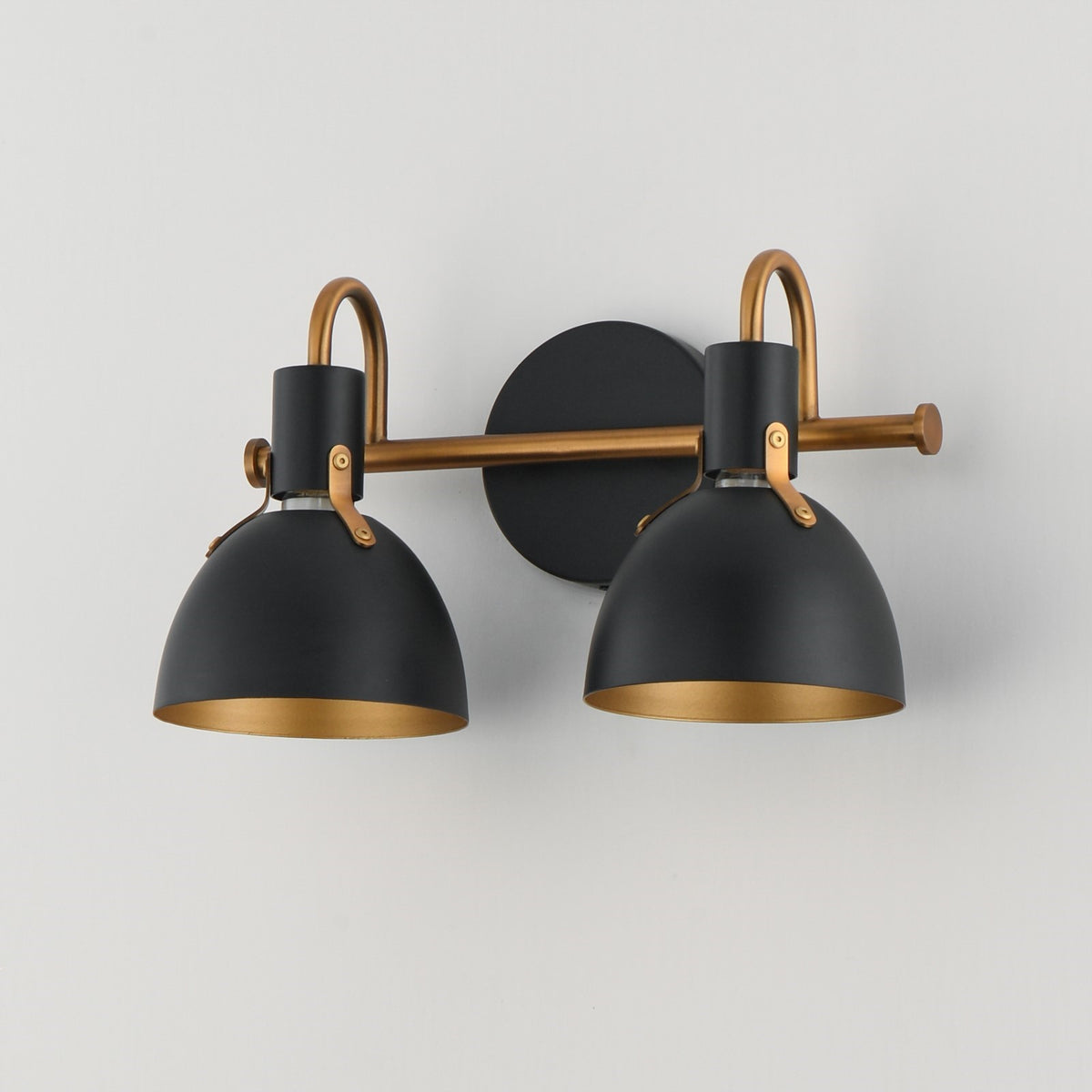 Maxim Lighting Dusk 2 Light 8.75" Bath Vanity, Black/Antique Brass