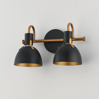 Maxim Lighting Dusk 2 Light 8.75" Bath Vanity, Black/Antique Brass