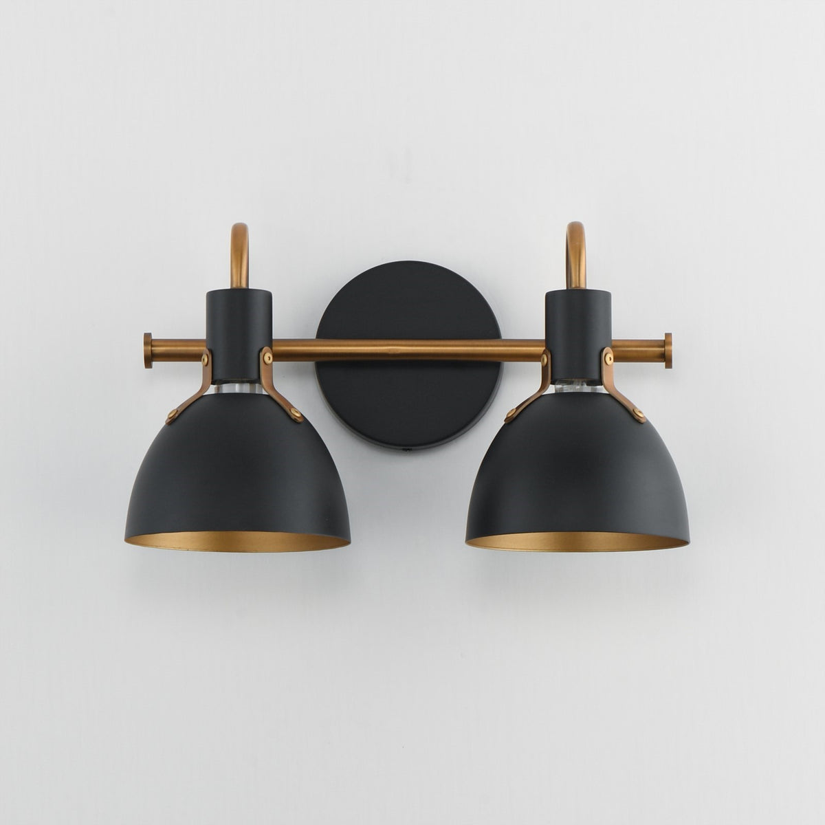 Maxim Lighting Dusk 2 Light 8.75" Bath Vanity, Black/Antique Brass