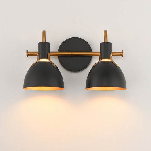 Maxim Lighting Dusk 2 Light 8.75" Bath Vanity, Black/Antique Brass - 12342BKAB