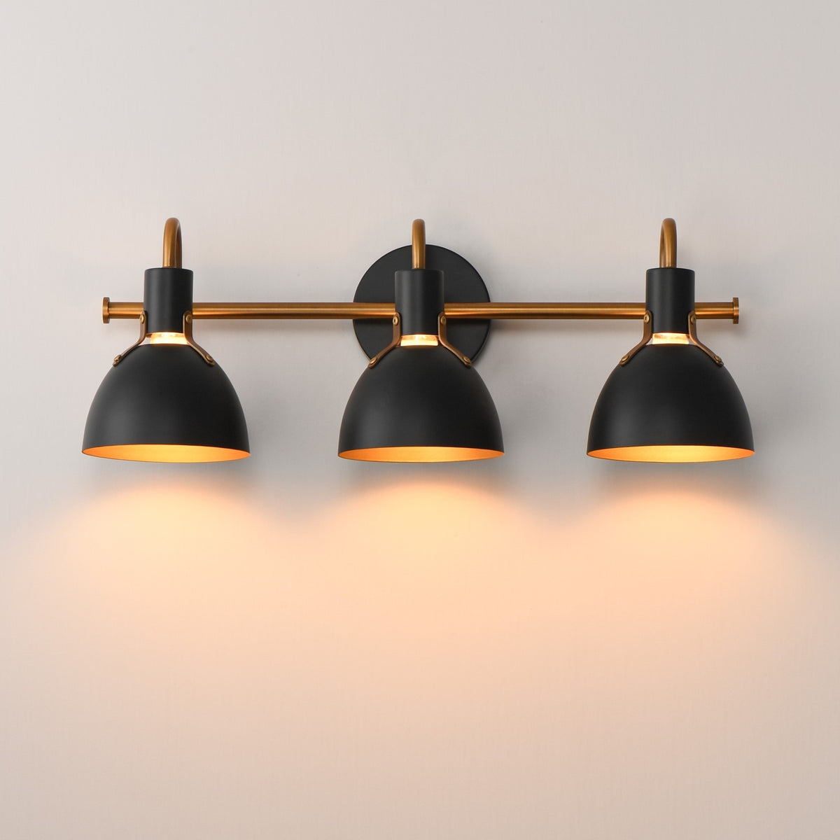Maxim Lighting Dusk 3 Light 8.75" Bath Vanity, Black/Antique Brass