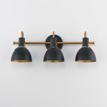 Maxim Lighting Dusk 3 Light 8.75" Bath Vanity, Black/Antique Brass