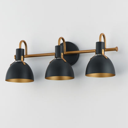 Maxim Lighting Dusk 3 Light 8.75" Bath Vanity, Black/Antique Brass