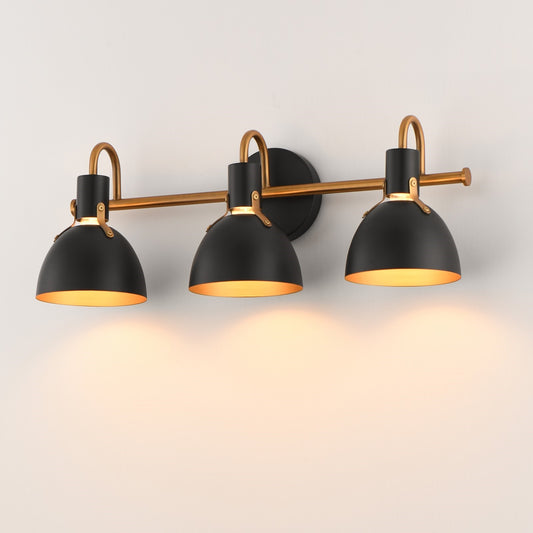 Maxim Lighting Dusk 3 Light 8.75" Bath Vanity, Black/Antique Brass - 12343BKAB