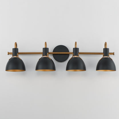 Maxim Lighting Dusk 4 Light 8.75" Bath Vanity, Black/Antique Brass