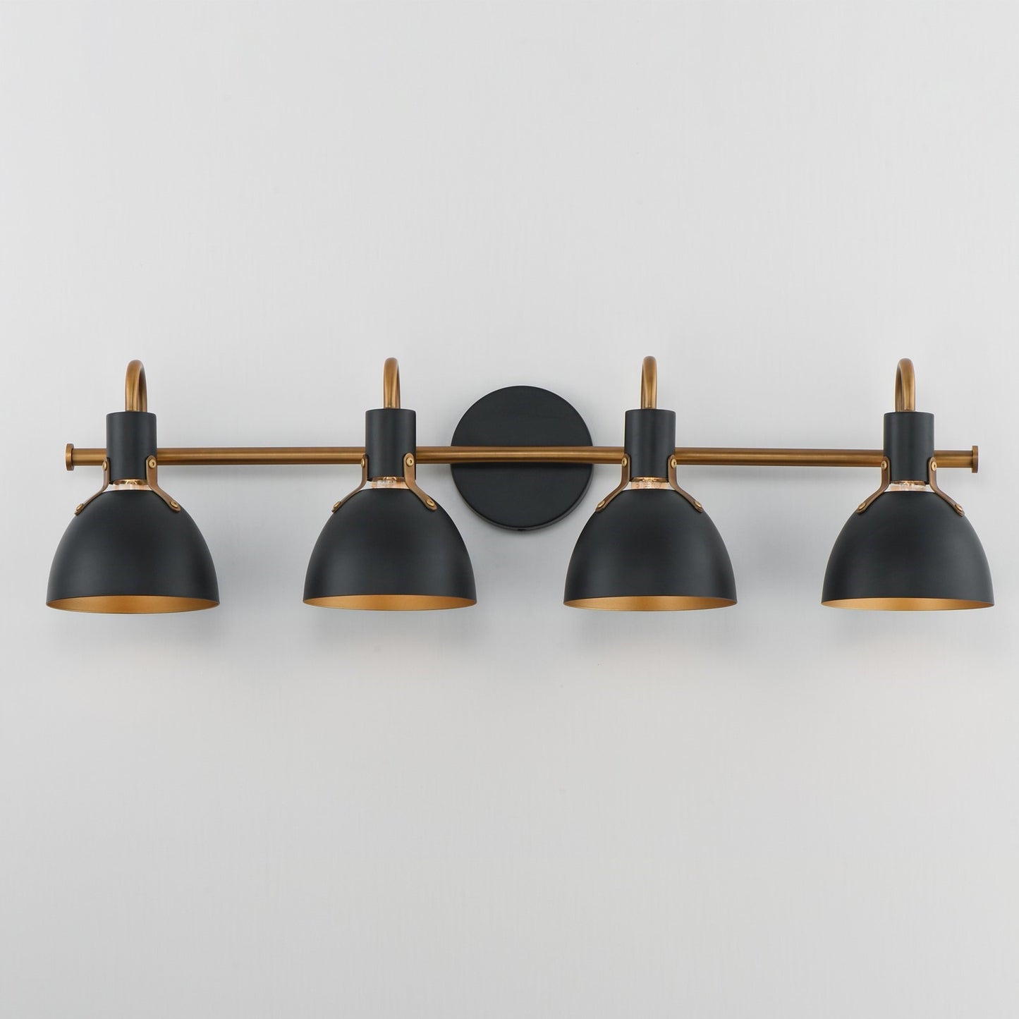 Maxim Lighting Dusk 4 Light 8.75" Bath Vanity, Black/Antique Brass