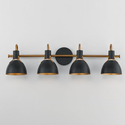 Maxim Lighting Dusk 4 Light 8.75" Bath Vanity, Black/Antique Brass