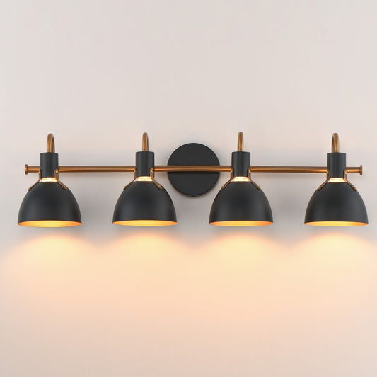 Maxim Lighting Dusk 4 Light 8.75" Bath Vanity, Black/Antique Brass - 12344BKAB