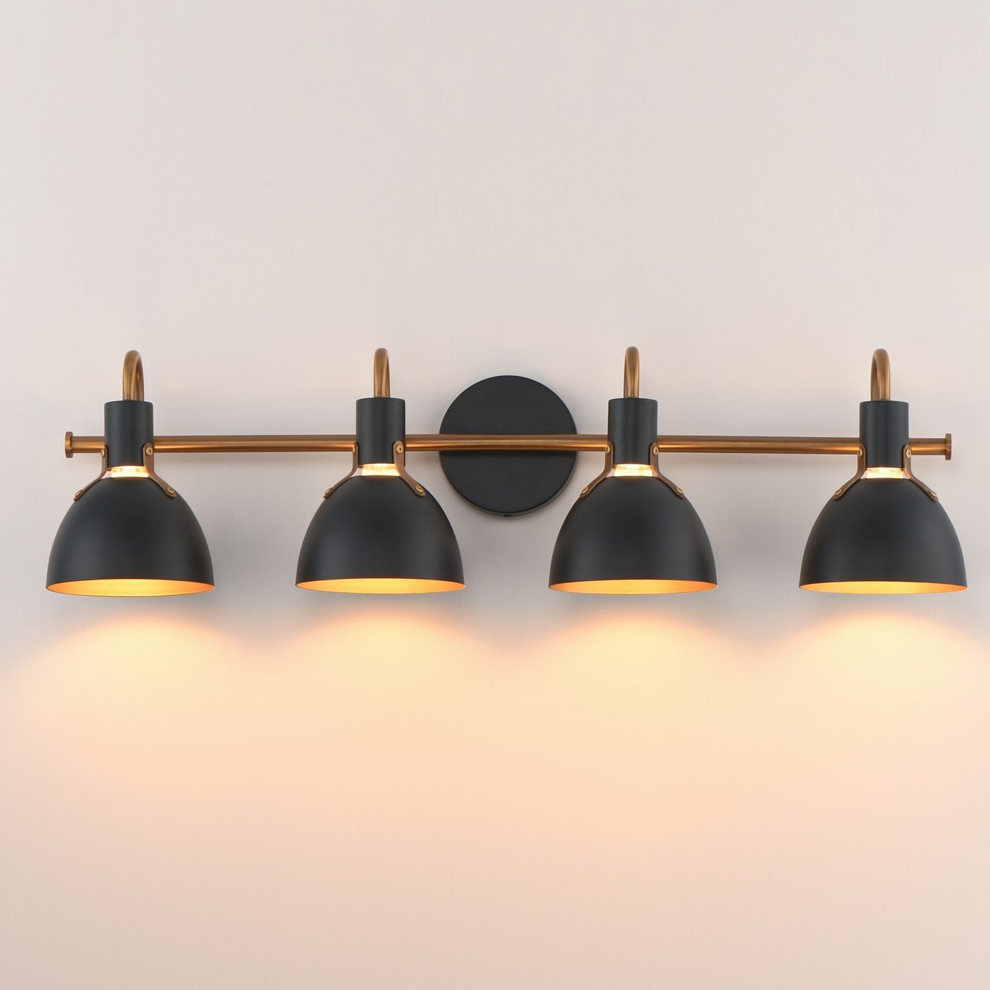 Maxim Lighting Dusk 4 Light 8.75" Bath Vanity, Black/Antique Brass