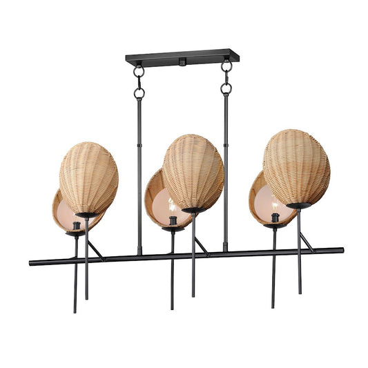 6 Light 18" Linear Chandelier, Blac