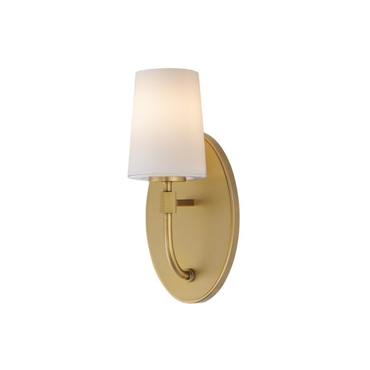 Maxim Lighting Durham 1 Light Wall Sconce, Natural Aged Brass/White