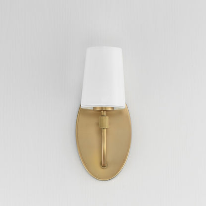 Maxim Lighting Durham 1 Light Wall Sconce, Natural Aged Brass/White