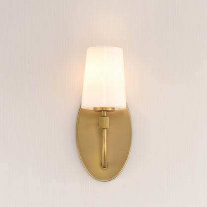 Maxim Lighting Durham 1 Light Wall Sconce, Natural Aged Brass/White