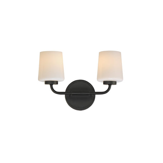 Maxim Lighting Durham 2 Light Wall Sconce, Black/White - 12692WTBK