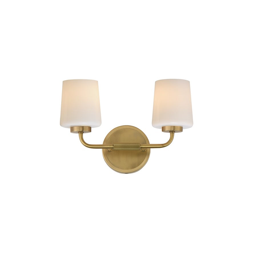 Maxim Lighting Durham 2 Light Wall Sconce, Natural Aged Brass/White - 12692WTNAB