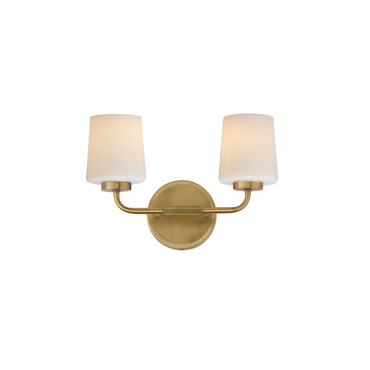 Maxim Lighting Durham 2 Light Wall Sconce, Natural Aged Brass/White