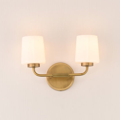 Maxim Lighting Durham 2 Light Wall Sconce, Natural Aged Brass/White