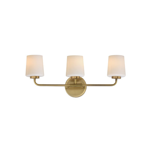 Maxim Lighting Durham 3 Light Bath Vanity, Natural Aged Brass/White
