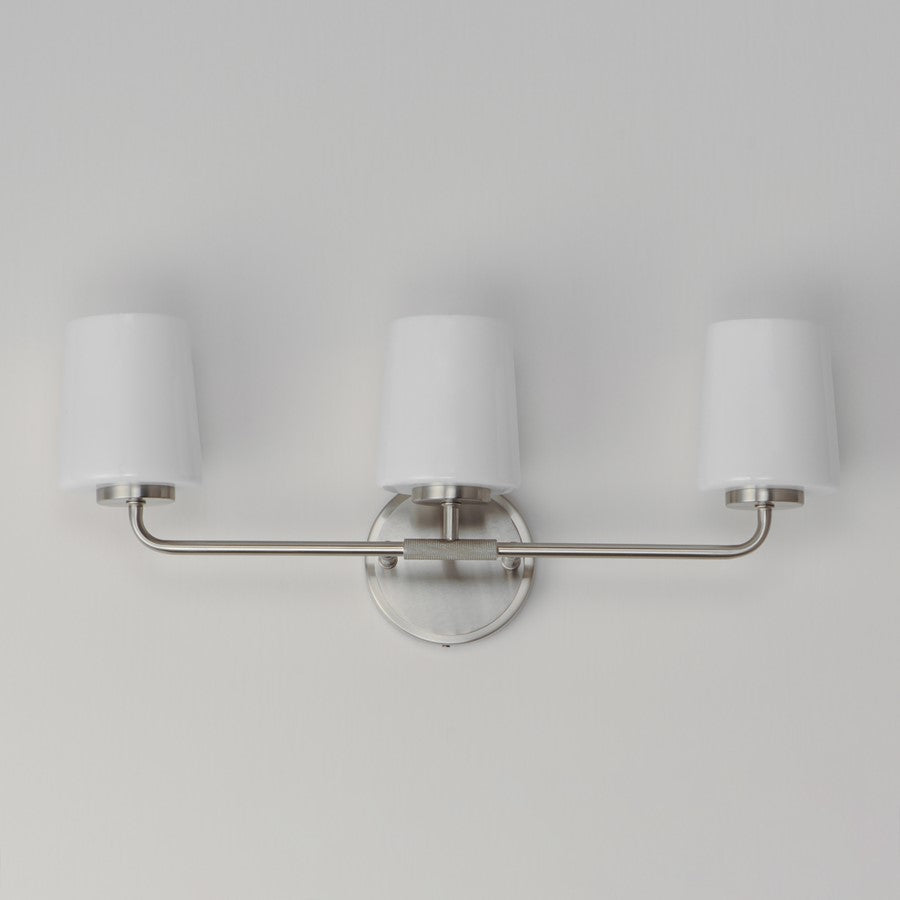 Maxim Lighting Durham 3 Light 9.25" Bath Vanity, Satin Nickel/White