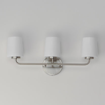 Maxim Lighting Durham 3 Light 9.25" Bath Vanity, Satin Nickel/White