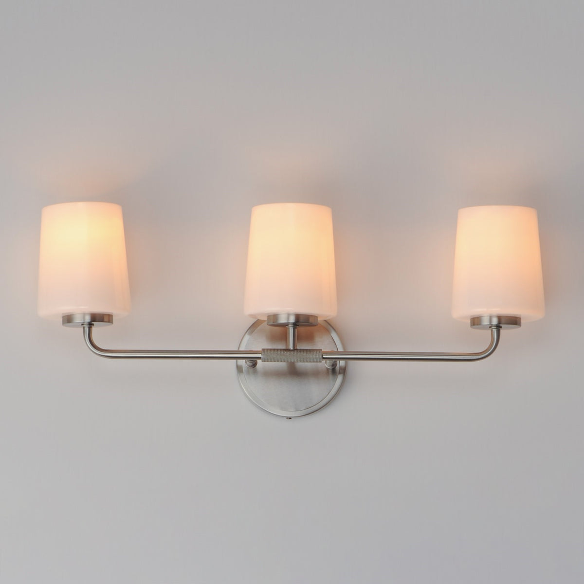 Maxim Lighting Durham 3 Light 9.25" Bath Vanity, Satin Nickel/White