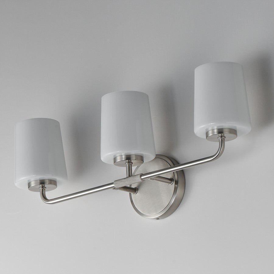 Maxim Lighting Durham 3 Light 9.25" Bath Vanity, Satin Nickel/White