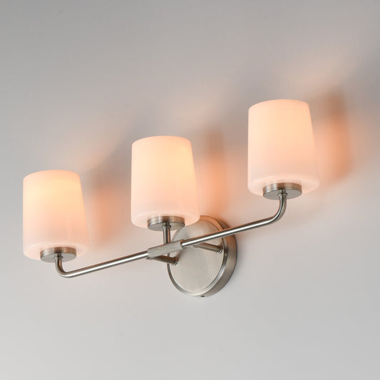 Maxim Lighting Durham 3 Light 9.25" Bath Vanity, Satin Nickel/White - 12693WTSN