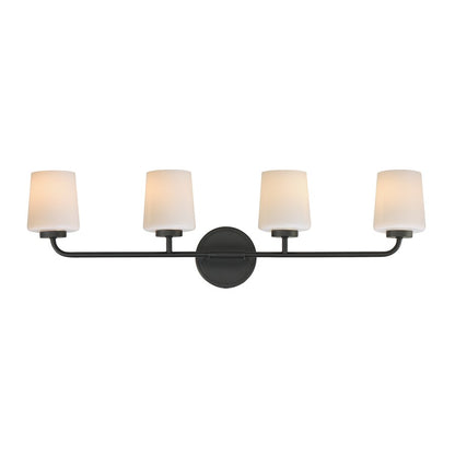 Maxim Lighting Durham 4 Light Bath Vanity, Black/White - 12694WTBK
