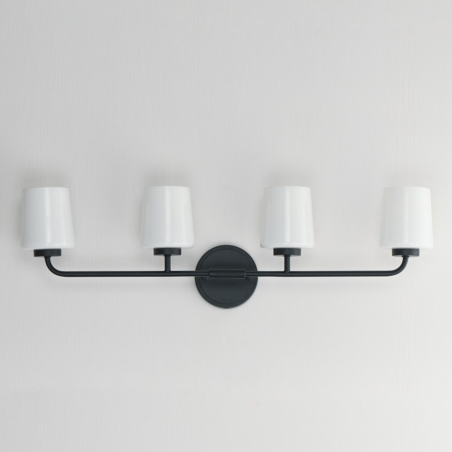 Maxim Lighting Durham 4 Light Bath Vanity, Black/White