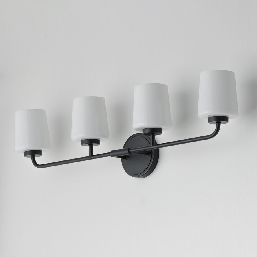 Maxim Lighting Durham 4 Light Bath Vanity, Black/White