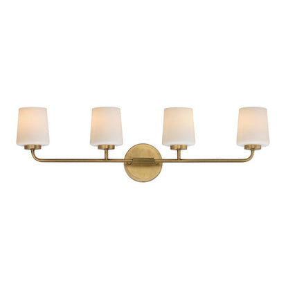 Maxim Lighting Durham 4 Light Bath Vanity, Natural Aged Brass/White