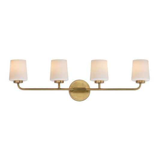 Maxim Lighting Durham 4 Light Bath Vanity, Natural Aged Brass/White