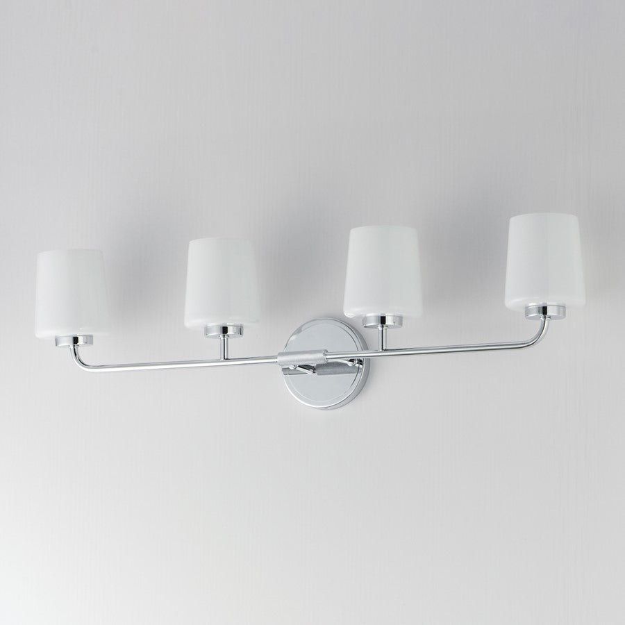 Maxim Lighting Durham 4 Light Bath Vanity, Polished Chrome/White